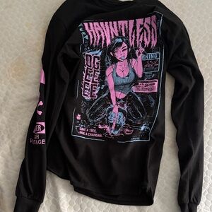 Spencer's Black and Pink Graphic Sweatshirt